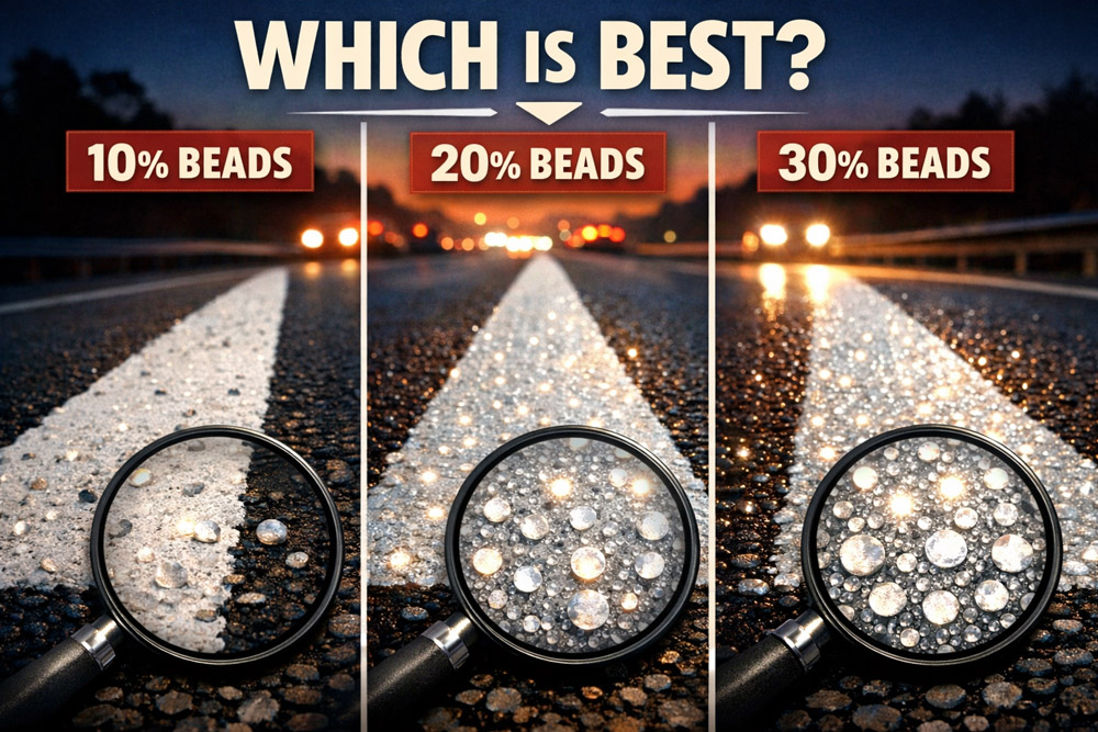 10% vs 20% vs 30% Glass Beads in Thermoplastic Road Marking Paint | Which One Do You Really Need?